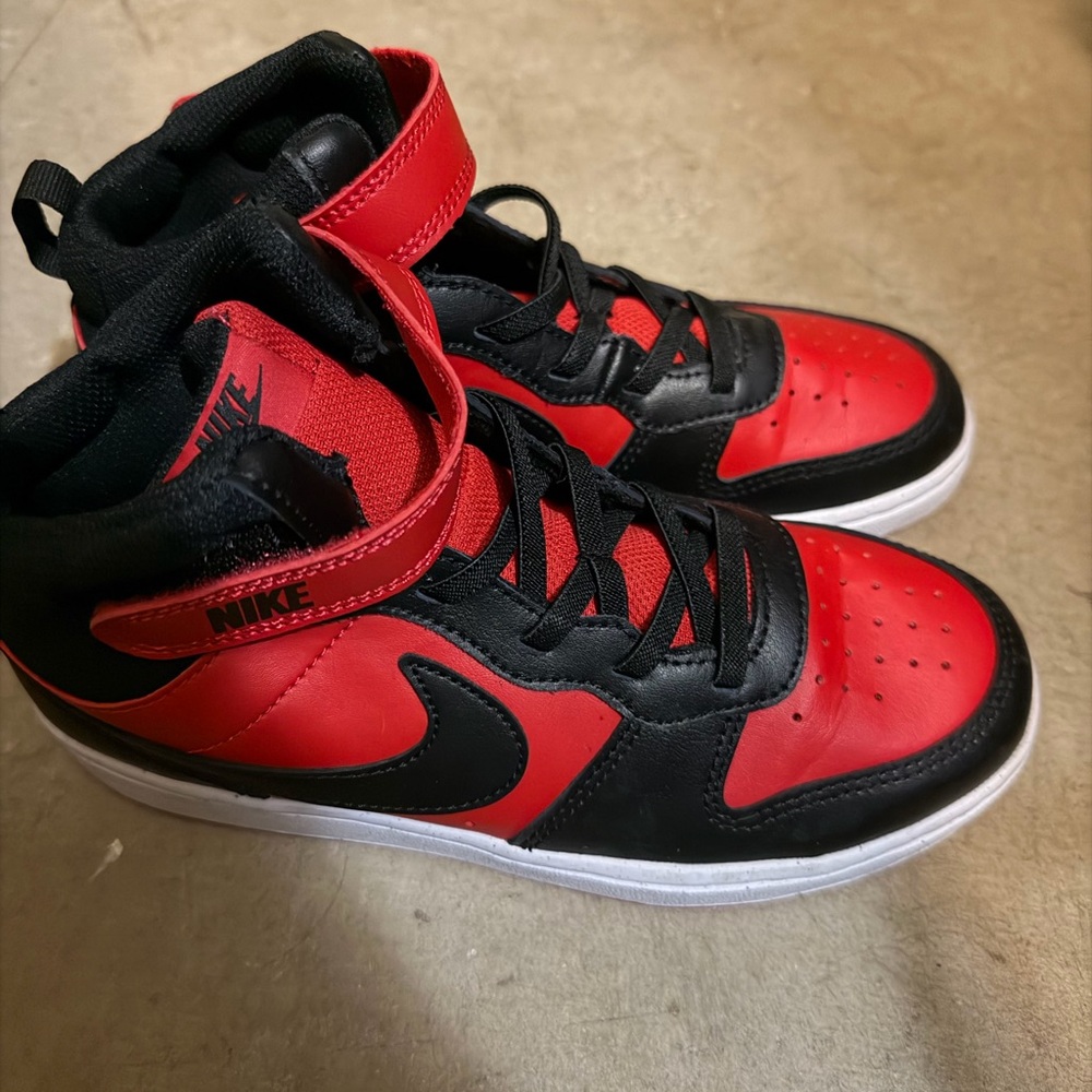 Nike Kids Black and Red High-Top Sneakers
